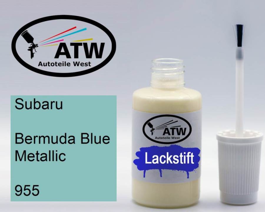 Subaru, Bermuda Blue Metallic, 955: 20ml Lackstift, von ATW Autoteile West.